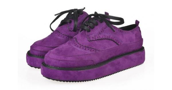 Purple Suede Vintage Lace Up Platforms 