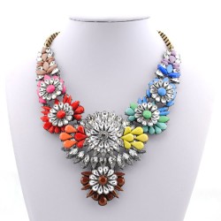 Rainbow Crystals Vintage Glamorous Bohemian Ethnic Necklace