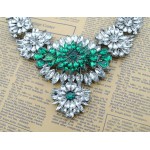 Green Crystals Vintage Glamorous Bohemian Ethnic Necklace