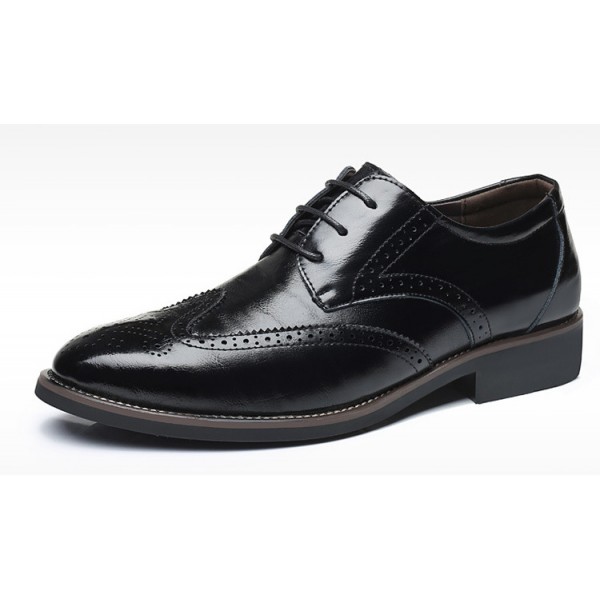 Black Vintage Wingtip Lace Up Mens Oxfords Loafers Dapperman Dress Business Shoes Flats