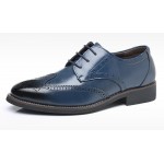Blue Vintage Wingtip Lace Up Mens Oxfords Loafers Dapperman Dress Business Shoes Flats