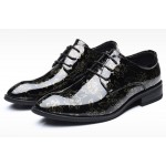 Black Gold Glossy Patent Flowers Lace Up Mens Oxfords Loafers Dress Business Shoes Flats
