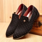 Black Suede Gold Studs Rivets Mens Oxfords Loafers Business Dress Shoes Flats
