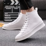 White Lace Up High Top Mens Ankle Chelsea Boots Sneakers Shoes