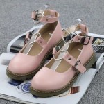 Black Pink Hearts Lolita Platforms Punk Rock Mary Janes Flats Shoes