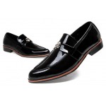 Black Pointed Head Emblem Oxfords Flats Dress Shoes Loafers