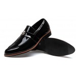 Black Pointed Head Emblem Oxfords Flats Dress Shoes Loafers