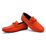 Orange Suede Mens Casual Loafers Flats Shoes
