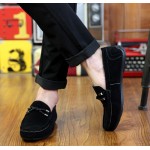 Black Suede Braided Knit Mens Casual Loafers Flats Shoes