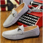Grey String Suede Mens Casual Loafers Flats Shoes
