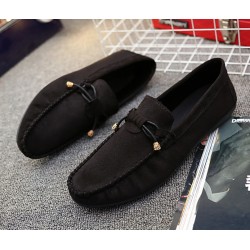 Black Suede Bow Mens Casual Loafers Flats Shoes