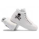 White Metal Skulls Punk Rock High Top Mens Sneakers Boots Shoes