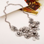 Gold Silver Roses Vintage Flowers Glamorous Ethnic Antique Necklace