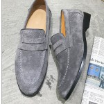 Grey Suede Point Head Flats Loafers Dapper Mens Dappermen Shoes
