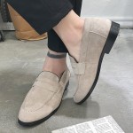 FINAL SALE Beige Cream Suede Point Head Flats Loafers Dappermen Shoes sz 43 44