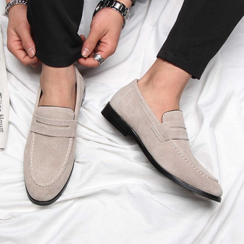 beige suede loafers