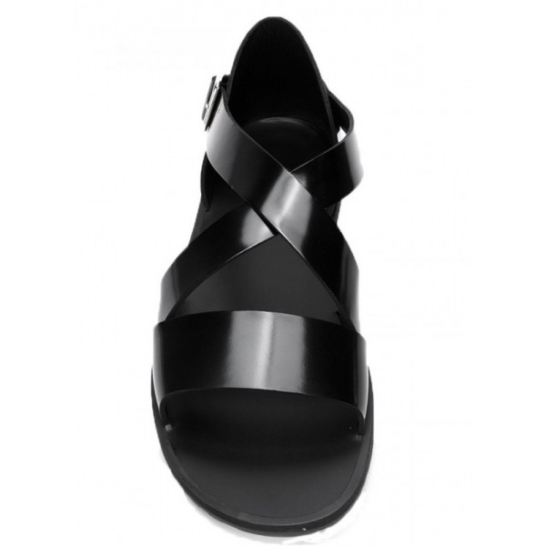 Black Cross Strap Fashion Mens Sneakers Gladiator Roman Sandals Shoes