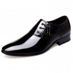 Black Patent Leather Glossy Side Lace Up Oxfords Flats Dress Shoes
