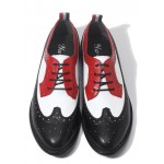 Black Red Vintage Leather Dapper Man Lace Up Mens Oxfords Dress Shoes