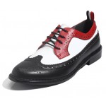 Black Red Vintage Leather Dapper Man Lace Up Mens Oxfords Dress Shoes