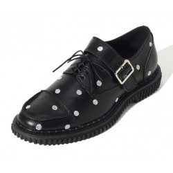 Black Embroidery Polkadots Leather Dapper Man Lace Up Mens Oxfords Dress Shoes